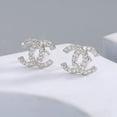 thumbnail image 2 of 925 Sterling Silver Stud Earrings Set for Women, Small Stud Earrings, Advanced Design, DOUBLE C, 2 of 5