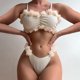 thumbnail image 2 of Gibobby Trajes de Baño Mujer Conjunto de bikini de traje de baño con correa de ajustable con cuello en V y cintura alta sexy a la moda para mujer(Blanco,CH), 2 of 5