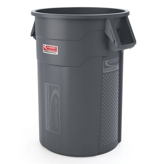 Suncast® Commercial Oval HDPE Utility Trash Can, 44 Gallons, Gray