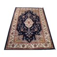 thumbnail image 1 of Mid Night Blue Ivory Touch Flowers Rectangle Area Rug Hand Knotted Wool Silk Carpet (6 X 4)', 1 of 9