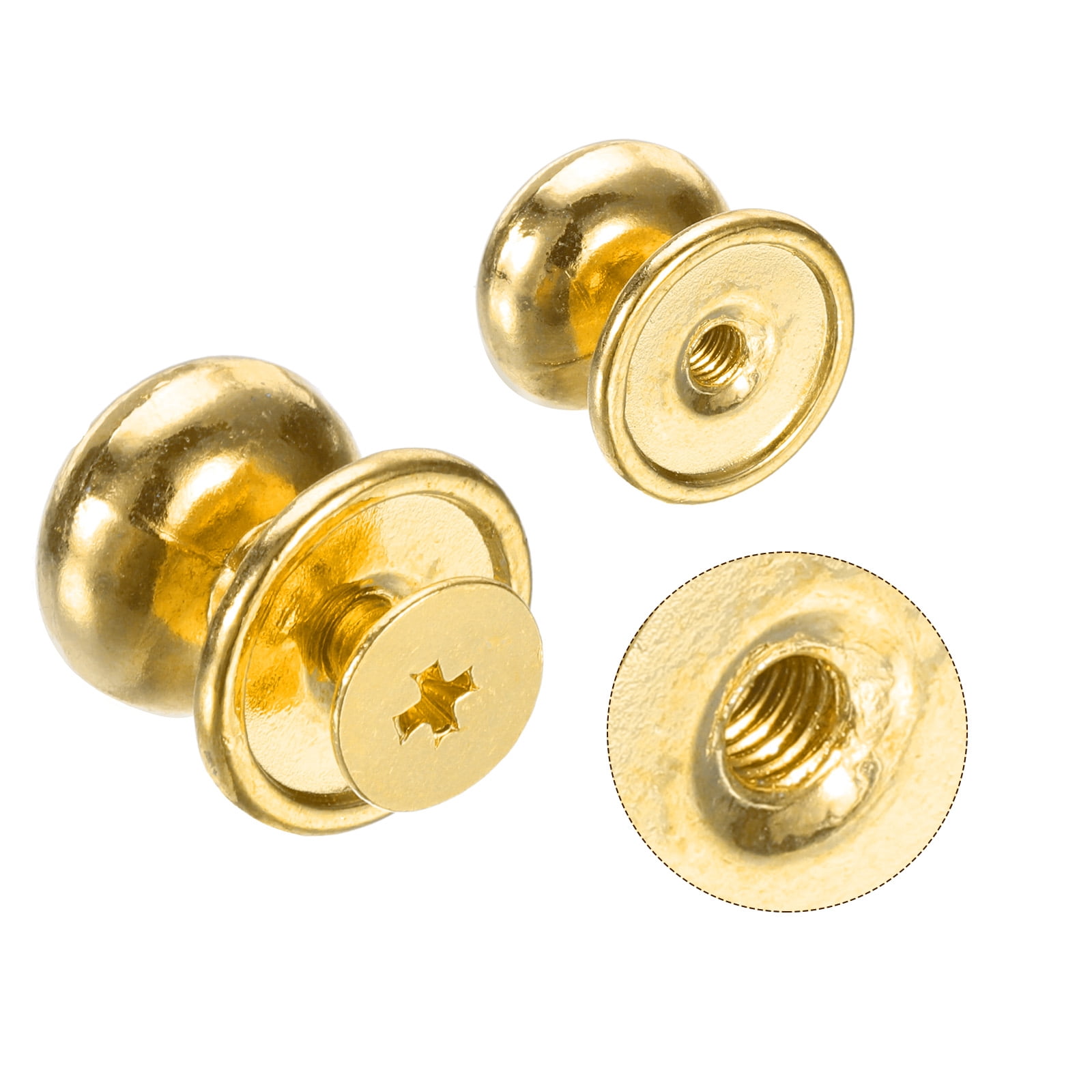 Unique Bargains Mini Round Knobs Small Drawer Pulls for Cabinets 0.46" x 0.51" Gold