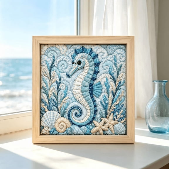 2026 NEW Premium No-Sew Kinusaiga Fabric Art Kit for Adults – Multiple Styles Available, DIY Cut Cloth Handcraft Kit, Relaxing Handmade Art Project for Home Decor Gift Seahorse
