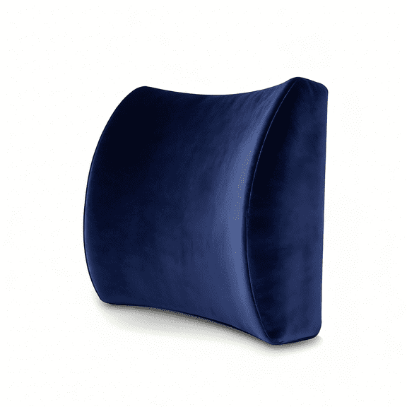 Lumbar Support Pillow for Office Chair & Car - Memory Foam Back Cushion with Strap, Ergonomic Lower Back Support for Desk, Gaming Chair, Travel - Navy Blue