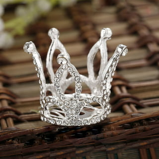 .com: Mini Silver Crown Cupcake Topper Tiny Doll Tiara