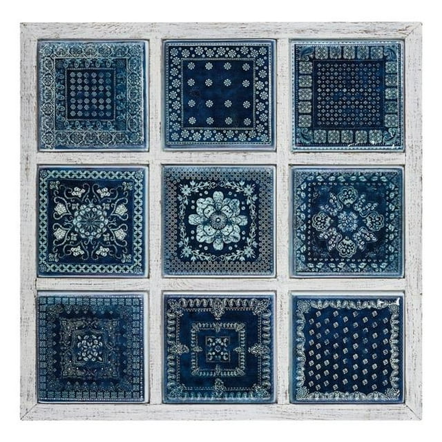 IMAX Z17040 Décor Mural Carreaux Métalliques Encadrés Manuel - Bleu