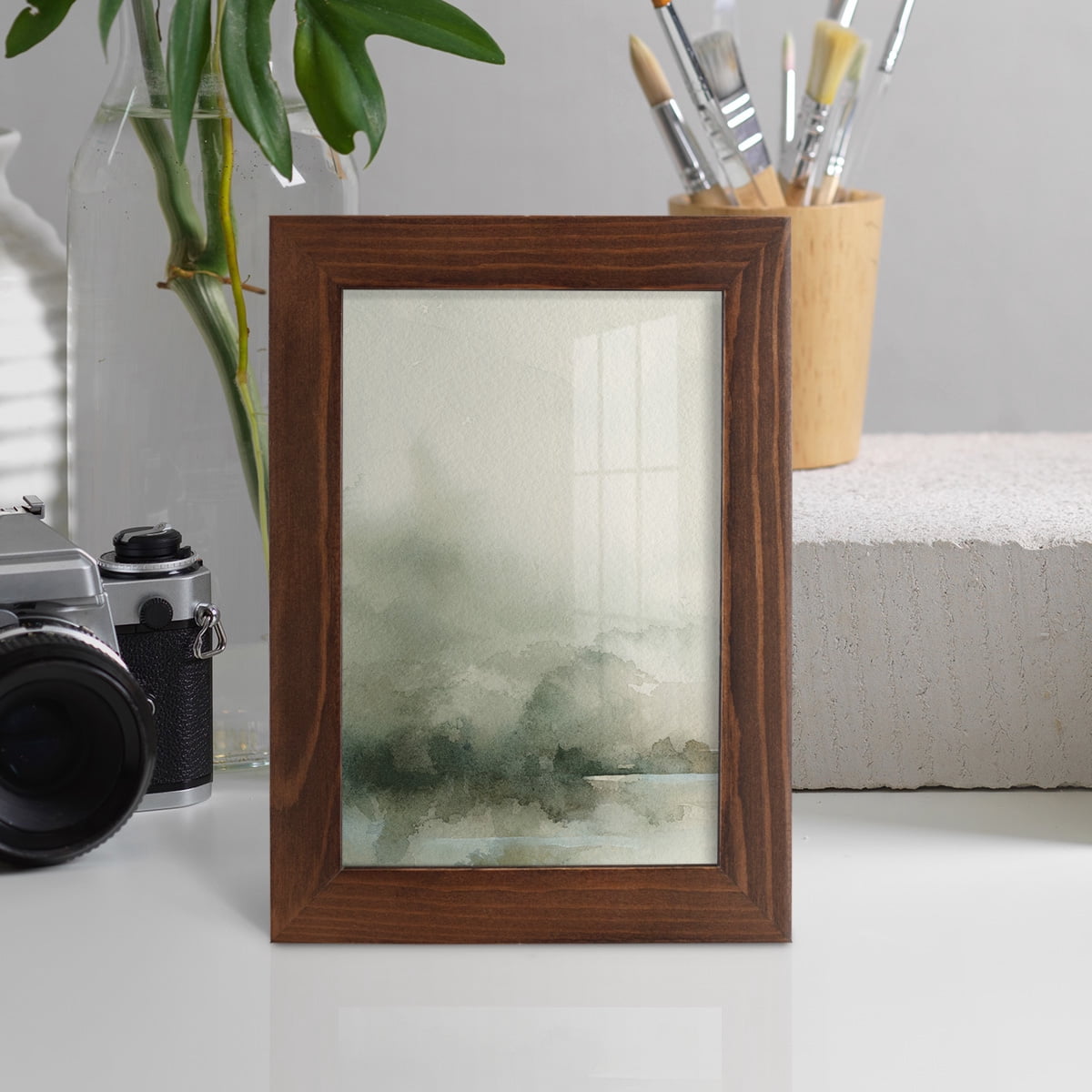 Heavy Fog I - Framed Print w/glass - Chestnut