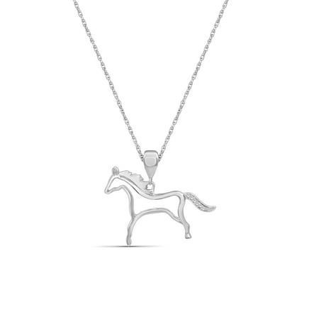 JewelersClub Accent White Diamond Sterling Silver Horse Pendant
