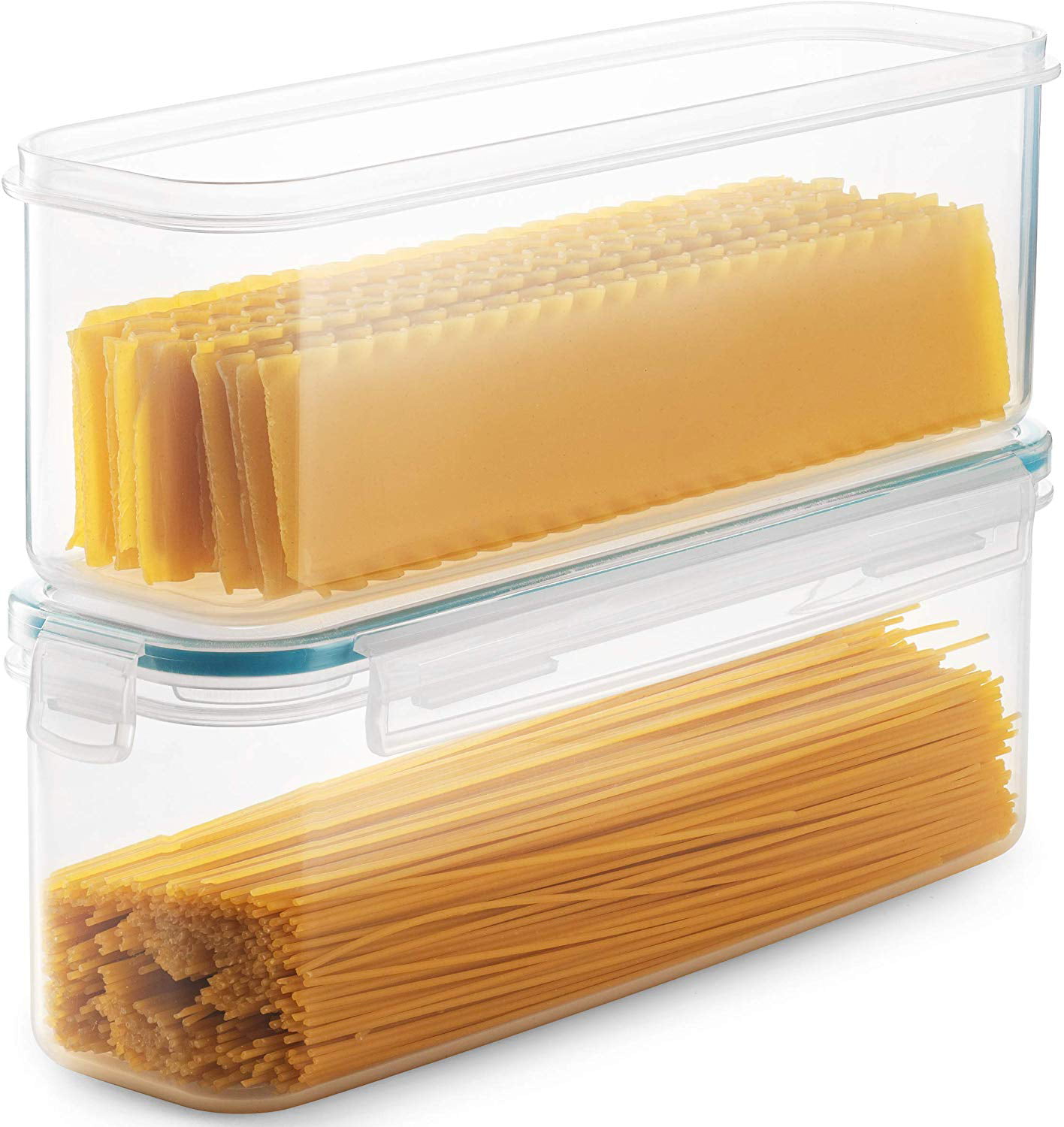 Komax Set-of-2 Pasta Containers, Airtight Spaghetti Storage, 77-oz