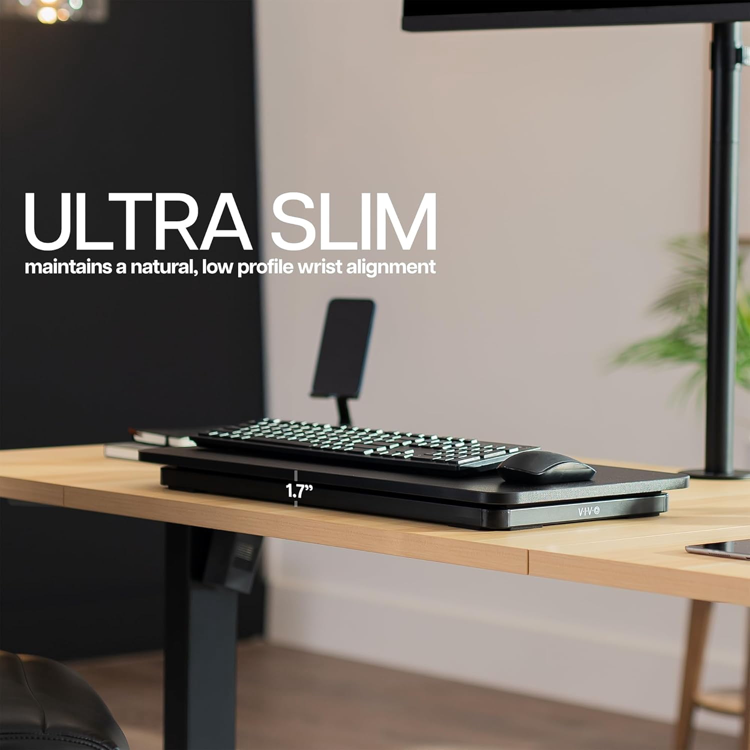 ZJTER Single Top 24 inch Scissors Lift Keyboard and Mouse Riser, Height Adjustable Laptop Desk, For Ergonomic Sit Stand Workstations, Black, DESK-V024A