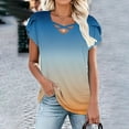 thumbnail image 2 of Wyobmus Womens V Neck Criss Cross Shirts Solid Casual Front Hollow Out Gradient T Shirt Loose Petal Short Sleeve Basic Tee Shirts Tops Blouses A-Dark Blue, 2 of 6