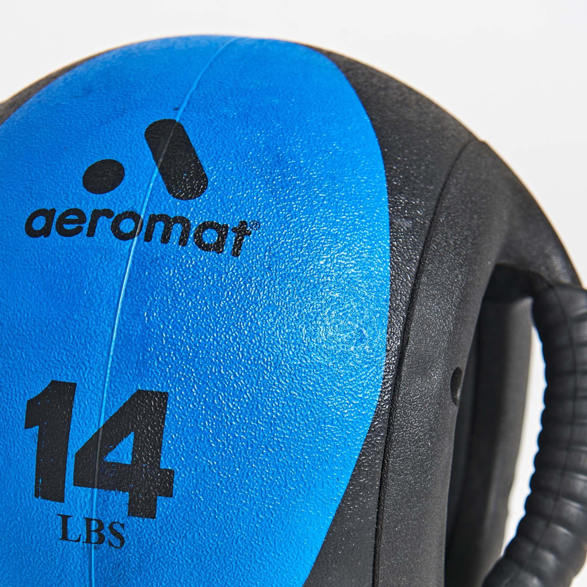 Sportime Aeromat Hard Rubber Dual Grip Power Medicine Ball, 9", Blue/Black, 14 lb