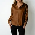 thumbnail image 6 of Otntypg Satin Blouses for Women Silk Button Down Shirts Dressy Casual Long Sleeve Shirt Elegant Ladies Business Office Work Tunic Tops Brown XXL, 6 of 7