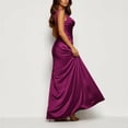 thumbnail image 5 of SAWOBUUN Womens Satin High Slit Maxi Dress Sleeveless V Neck Ruched Bodycon Long Dress for Evening Party Prom Wedding Guest, 5 of 9