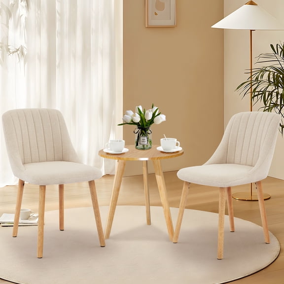 Dining Chairs, Accent Living Room Chair Set of 2, Modern Kitchen and Dining Room Chairs with High Back and Wood Legs, 2 Pack Upholstered Fabric Kitchen Side Chairs