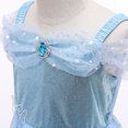 thumbnail image 5 of IBTOM CASTLE Girls Cinderella Princess Fancy Dress up Fairy Tale Halloween Carnival Cosplay Flower Ruffle Tulle Tutu Birthday Party Dress for Photo Shoot 3-4 Years Light Blue, 5 of 8