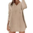 thumbnail image 2 of Womens Beach Cover Up Hooded V Neck Tunic Large Pocket Cotton Linen Long Sleeve Shirt, 2 of 8