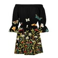 thumbnail image 4 of Jusqu'à 65 % de Réduction! Robes d'Été Mode pour Femmes 2024 Grande Taille Col Rond Ligne A Imprimé Décontracté Manches Courtes Robe à Volants, 4 of 5
