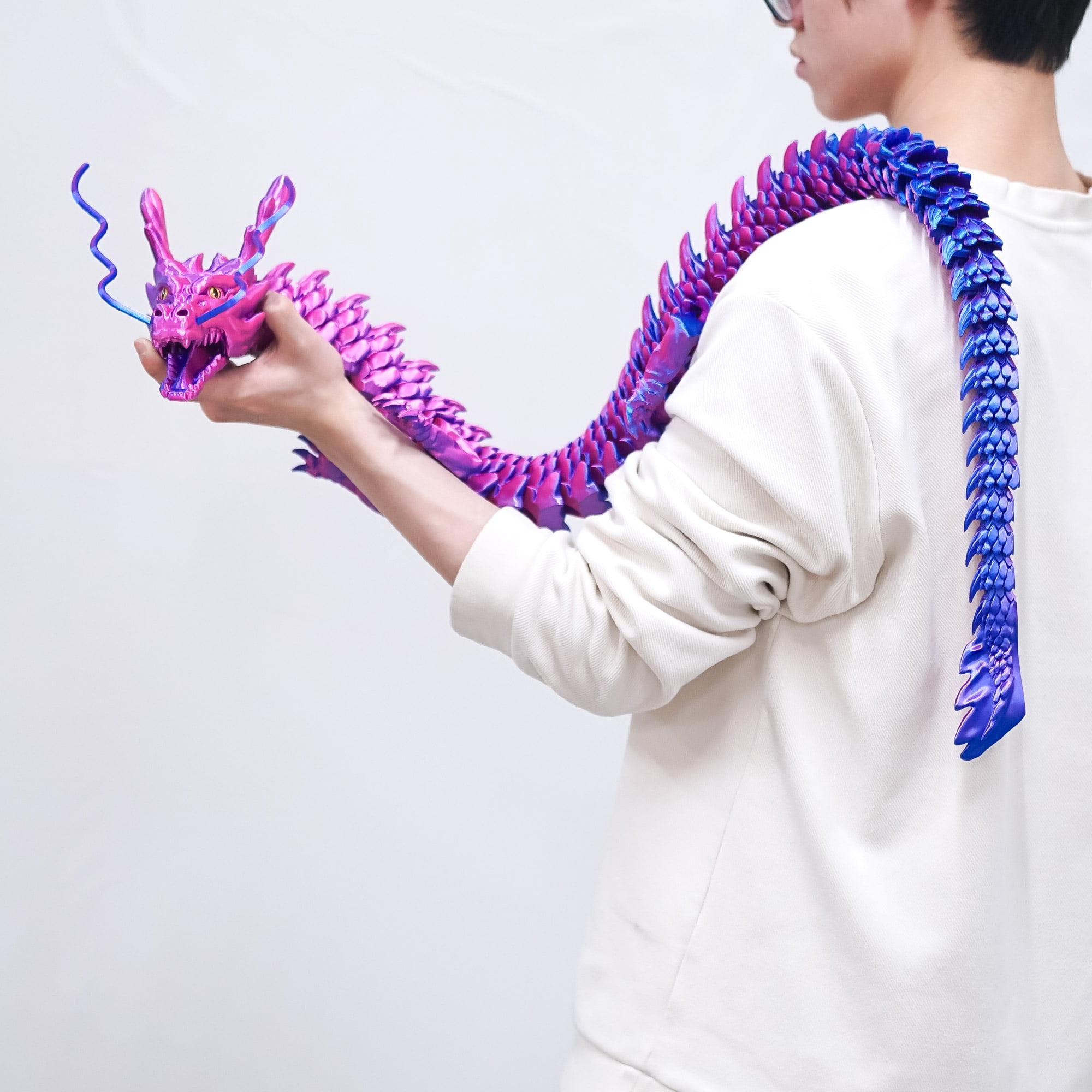 47.3inch Super Large 3D Printed Dragon Models,Flexible Joint Animal lacertid Figurines, 3D Printing Stuff Cheap,Stress Relief, Fidget restlessness, ADHD Toys, Surprise Fantasy Gifts (47.3inch)