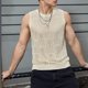 thumbnail image 2 of Chaleco de punto con aberturas para hombre: prenda sin mangas con cuello redondo, diseño moderno, combina con leggings/vaqueros, tallas S-XXL, 2 of 8