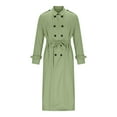 thumbnail image 4 of Mens Long Trench Coat Double Breasted Notch Lapel Coat Winter Fashion Loose Solid Long Sleeve Windbreaker Green XXL, 4 of 6