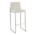 thumbnail image 2 of Fuji Contemporary High Back Barstool In Stainless Steel And Beige Fabric - Set Of 2, 2 of 7
