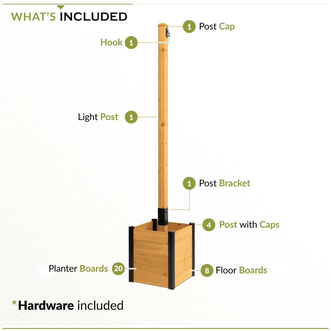 8.5ft H (1 Post w/ Planter) Freestanding Zippity Concord String Light Post for Outdoor Hanging Lights, Light Poles for Outside Balcony Lights, Patio Decor for String Lights, ZP19081