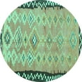 thumbnail image 1 of Ahgly Company Machine Washable Indoor Round Oriental Turquoise Blue Traditional Area Rugs, 5' Round, 1 of 4