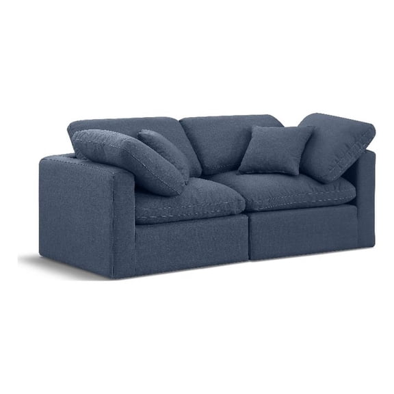 Meridian Furniture Indulge 70" Upholstered Linen Fabric Modular Sofa in Navy