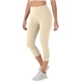 thumbnail image 2 of Lumtrix High Waisted Capri Leggings for Women Tummy Control Soft Yoga Pants Gym Workout Running Leggings with Pockets Beige L, 2 of 6
