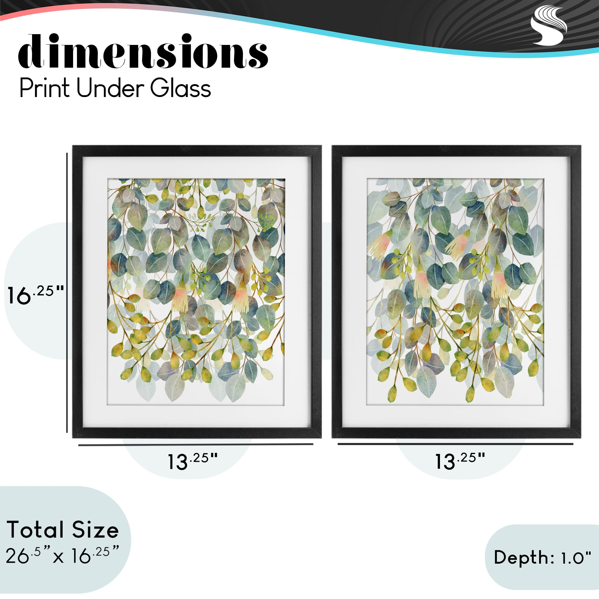 Stupell Industries Layered Ivy Hanging Botanicals 2 Piece Black Framed Print Under Glass Set, design by Marcus Prime