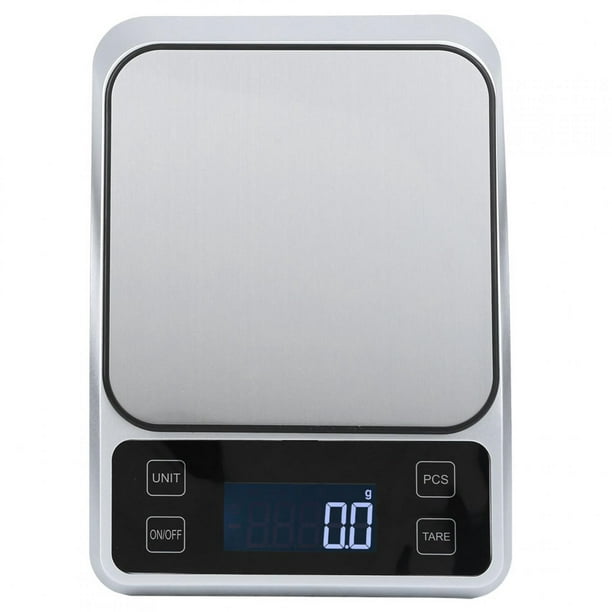 Petite balance de cuisine en acier inoxydable Balance de cuisine  électronique 10 kg / 1 g (batterie Version anglaise noire)