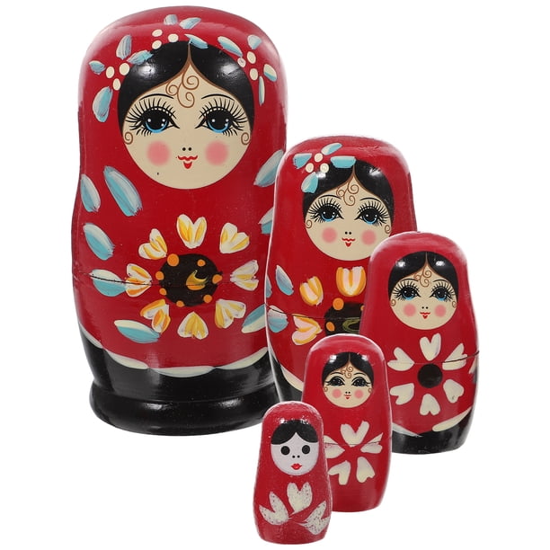 1 juego de 5 muñecas rusas anidadas elegantes Matryoshka de madera apilables para niños