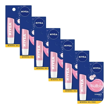 NIVEA Shimmer Lip Care, Moisturize All Day, 0.17 Oz Stick, (Pack of 6)