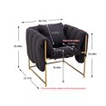 thumbnail image 6 of Accent Chair, Modern Upholstered Armchair with Teddy Fabric Padded and Pillow, Lounge Chair with Metal Frame, Comfy Single Sofa Chair for Living Room Bedroom Office, Black, 6 of 7