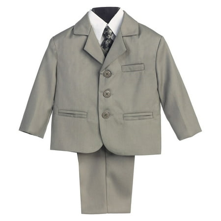 Little Boys Gray Special Occasion Wedding Easter 5pc Suit Set 12M-14