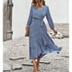thumbnail image 1 of Vestido de manga larga envolvente para mujer,Vestido con cintura envuelta floral Vestido de tirantes de manga larga para mujer Vestido casual de manga larga de una pieza Durabilidad extendida, 1 of 8