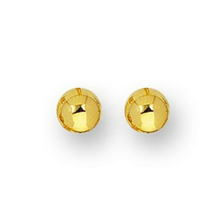 14 Karat Yellow Gold Polish Finished 5mm Ball Stud Earrings With Friction Backs