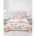 thumbnail image 2 of Quilts Twin-XL Size Bedding Set, Orange Coastal Starfish Lightweight Quilted Comforter, Summer Conch Sea Fish Stripes Soft Reversible Bedspread Coverlet with Pillow Covers for All Season, 68" x 98", 2 of 7