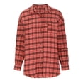 thumbnail image 6 of Brnmxoke Women's Flannel Shirts Plaid Flannel Shirts for Women Oversized Long Sleeve Button Down Buffalo Plaid Shirt Blouse Tops Orange,M, 6 of 9