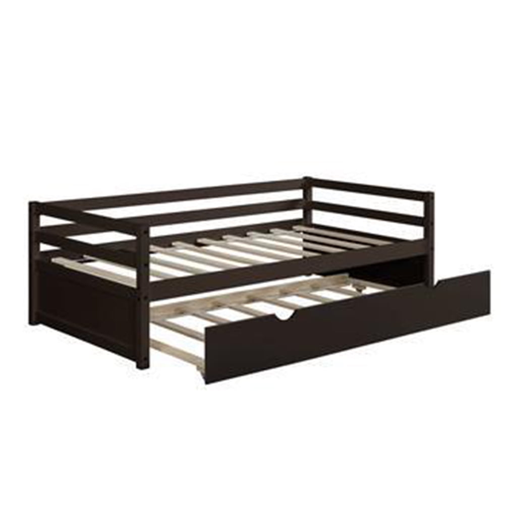 Kepooman Children Twin Wood Daybed Sofa Bed with 2 Storage Drawers for Home, Expresso Kepooman Children Twin Wood Daybed Sofa Bed with 2 Storage Drawers for Home, Expresso