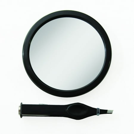E Z Grip Spot Mirror 12x Magnification Lighted Tweezers Black E Z Grip Spot Mirror 12x Magnification Lighted Tweezers Black Magnify Perfect Hands Free