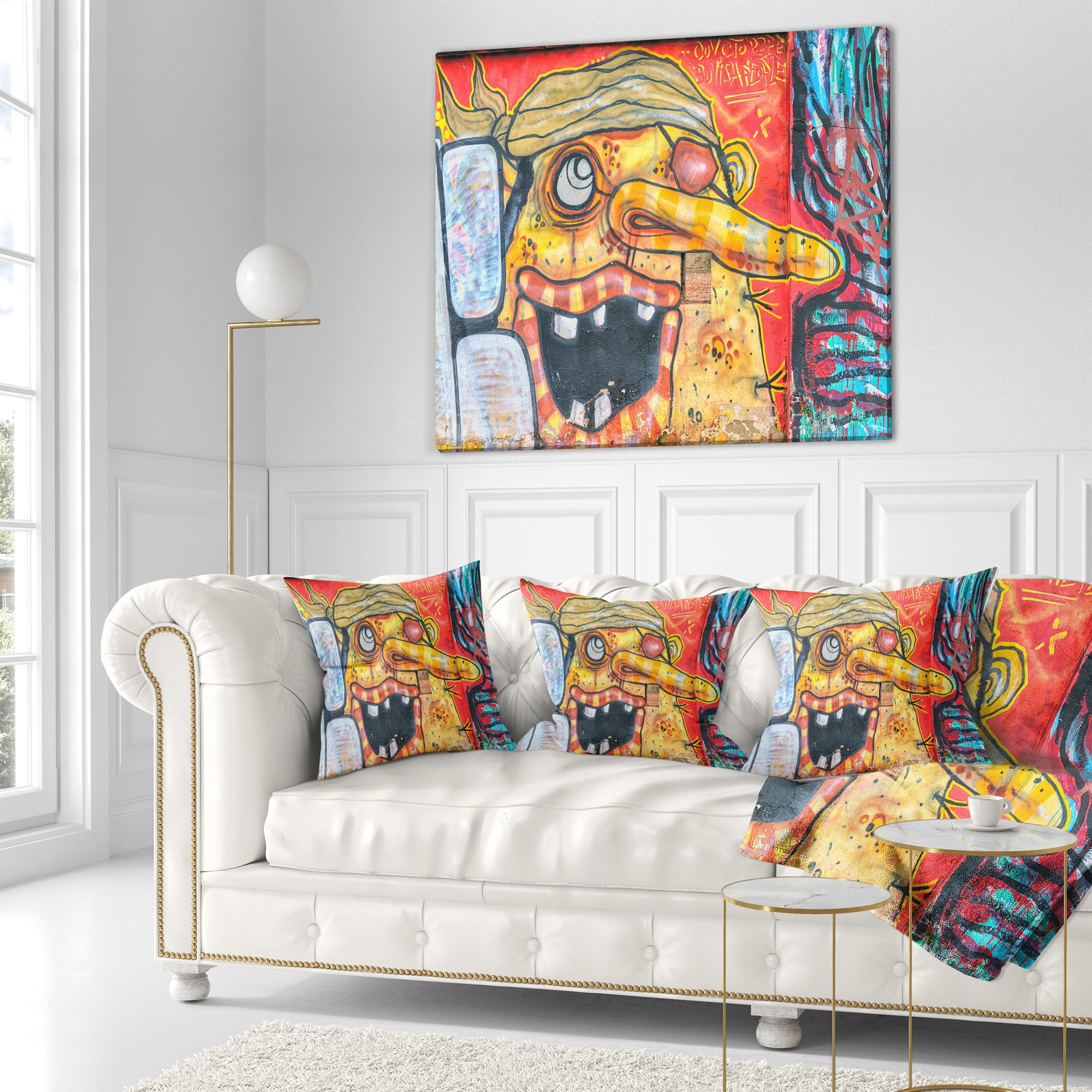 Designart Funny Street Art - Graffiti Throw Pillow - 18x18