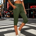 thumbnail image 2 of OVAFBAU Women's Capris Pants Yoga Workout Leggings Mid Waist Drawstring Jogger 7/8 with Pockets Casual Wear Pants, 2 of 8