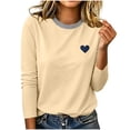 thumbnail image 2 of Zormilly Long Sleeve Shirts for Women Striped Crew Neck Casual Plus Size Blouses Heart Printed Fashion Loose Fall Outfits, S-5XL, 2 of 6