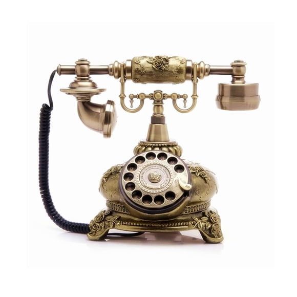 Teléfono fijo con disco giratorio TelPal, decoración vintage en bronce