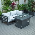 thumbnail image 2 of HomeStock Coastal Cottage 3-Piece Sectional Loveseat and Fire Pit Table Set Black Aluminum with Cushions, 2 of 9