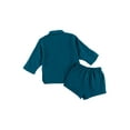 thumbnail image 3 of Liacowi Short Sets for Women 2 Piece Outfits Casual Cotton Linen Long Sleeve Shirts and High Waist Shorts Loose Loungewear, 3 of 4