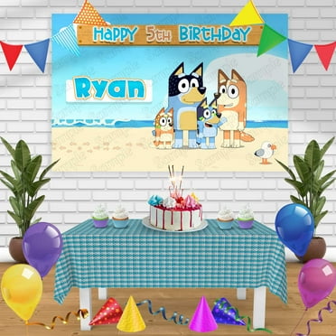 Bluey 5 Birthday Banner Personalized Party Backdrop Decoration 60 x 44 Inches