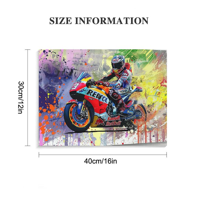 Tableau Toile 5 Pièces Moto De Course - Art Mural Pour Salon, Garage, Décoration Moderne, Neuf Sous Cadre