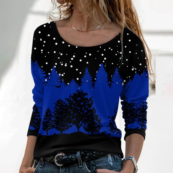 Aayomet Womens Tops Long Sleeve Fall Long Sleeve Crewneck Sweatshirts for Women Button Solid Color Pullover Tops Casual Soft Fitting Shirts,Blue M